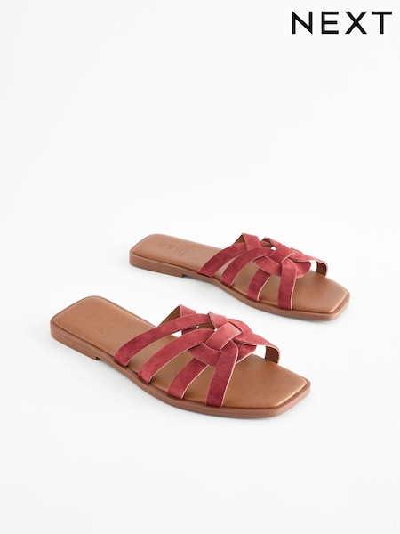 Red Extra Wide Fit Forever Comfort® Leather Lattice Mules Sandals (168179) | €5