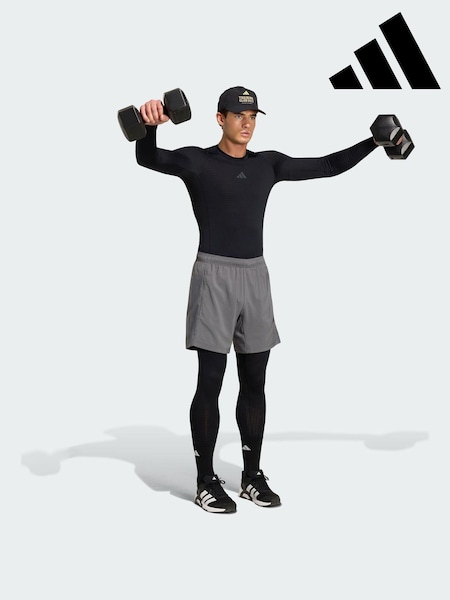 Чорний - Regular Adidas Techfit Climawarm Long Sleeve T-shirt