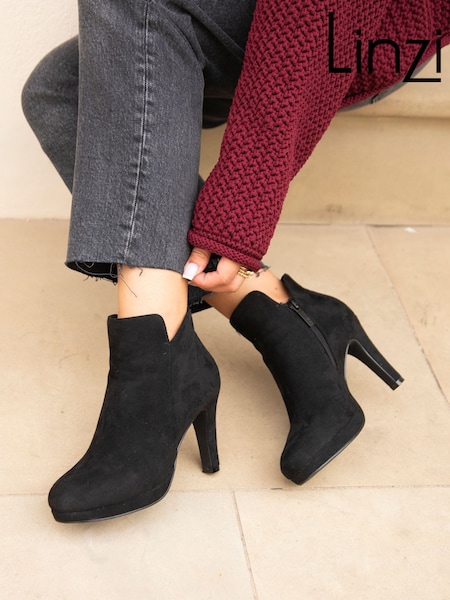Linzi Black Layara Platform Ankle Boots With Stiletto Heels (168244) | €76