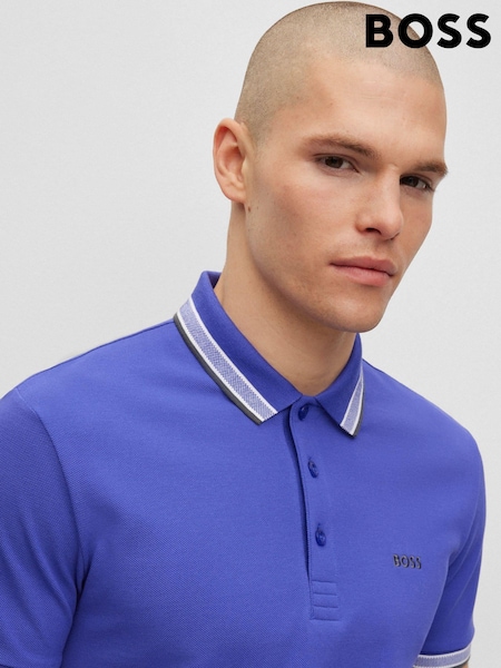 BOSS Purple Cotton Paddy Tipped Polo Shirt (168500) | €59