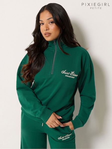 Green - Pixiegirl Petite St Etienne Quarter Zip Sweatshirt