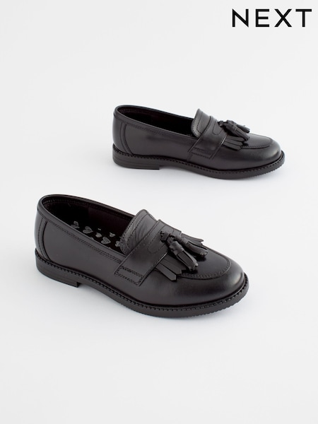 Matt Svart - Loafers med dusk i skinn Skolesko (168659) | kr551 - kr668