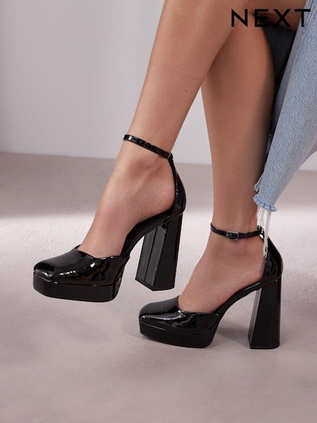 Black Forever Comfort® Square Toe Platform Heel Shoes (168953) | €19.50
