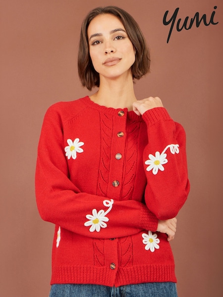 Rouge - Yumi Daisy Stitch Cardigan
