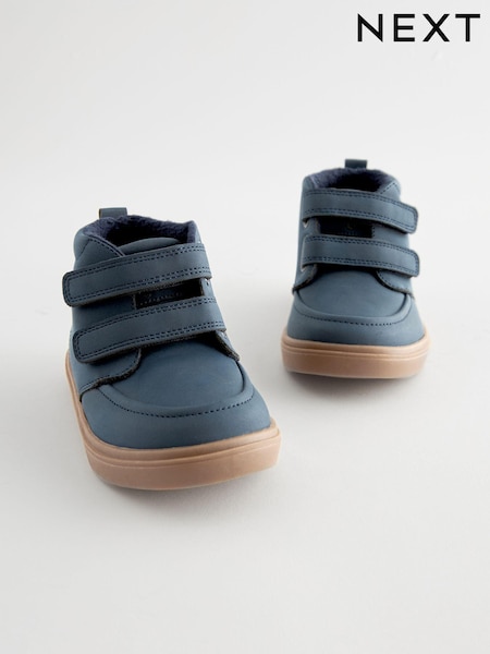 Navy Blue Wide Fit (G) Warm Lined Touch Fastening Boots (169080) | kr401 - kr484