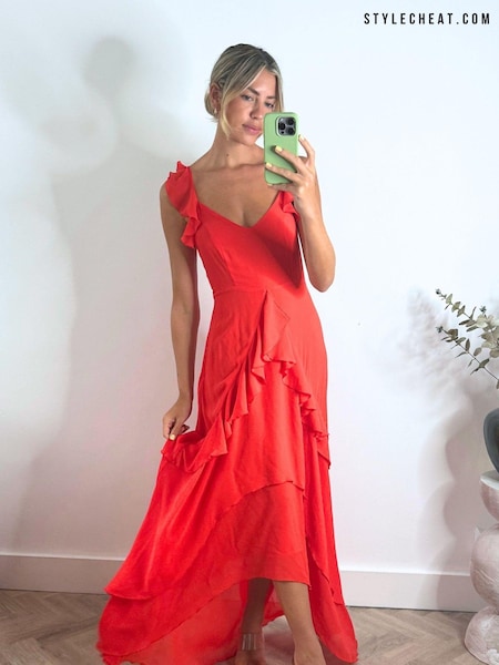 Style Cheat Red Bella Frill Midi Dress (169376) | €42
