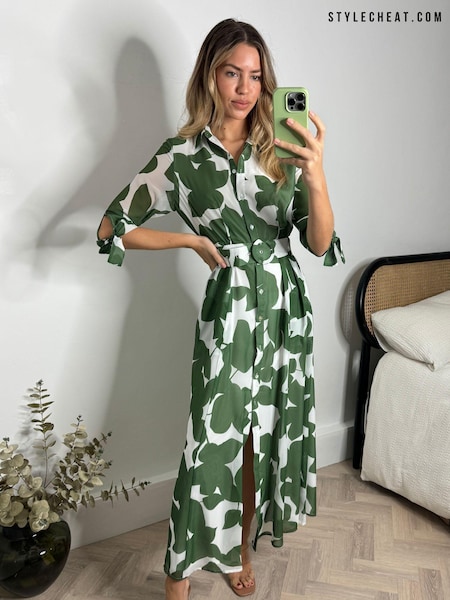 Style Cheat Green Daphne Belted Shirt Midaxi Dress (169436) | €35