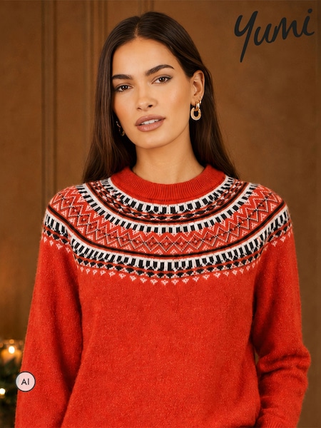 Red - Yumi Relaxed Fairisle Jumper