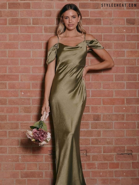 Style Cheat Cowl Neck Maxi Satin Bridesmaid Dress (169701) | ‏23 ر.ع.‏