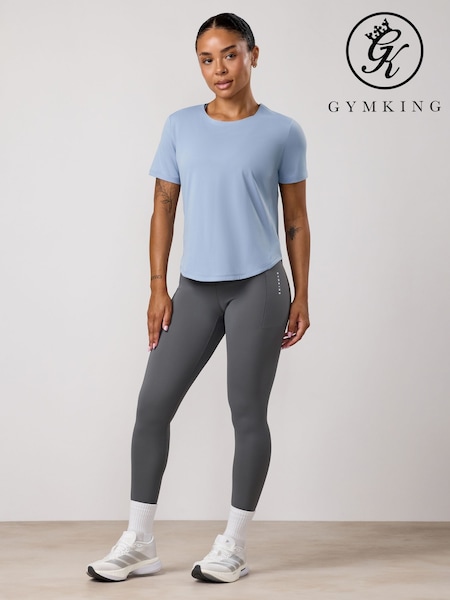 Синий - Gym King Precision Cap Sleeve T-shirt