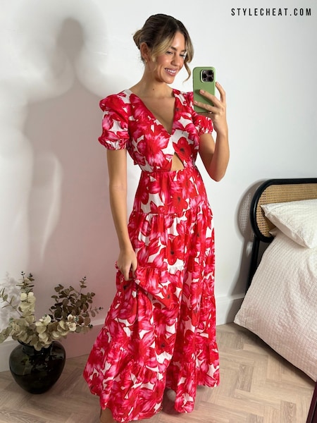 Style Cheat Red Zoe Tiered Cutout Maxi Dress (169872) | €51