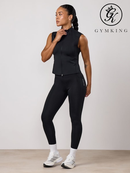 Black - Gym King Precision Full Zip Tank