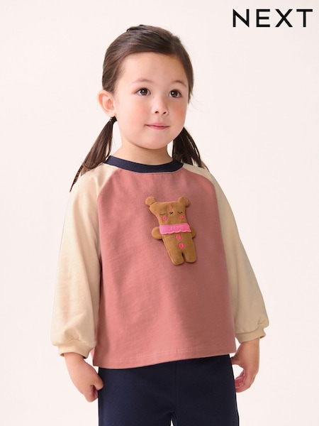 Ecru/Navy oblazinjen medvedek - 100% Cotton Long Sleeve T-Shirt (3mths-7yrs) (169916) | € 7 - € 9