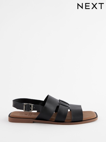Black Extra Wide Fit Forever Comfort® Leather Slingback Sandals (169970) | AED50