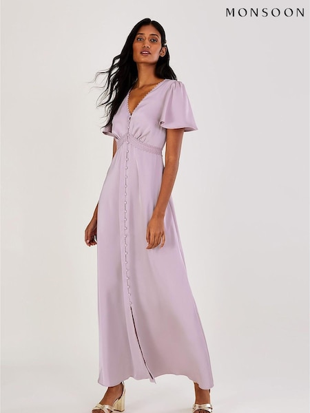 Monsoon Purple Ivy Satin Maxi Dress (170019) | €79