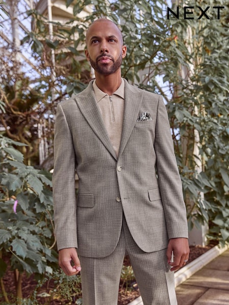 Neutral Slim Fit Textured Suit Jacket (170486) | €17