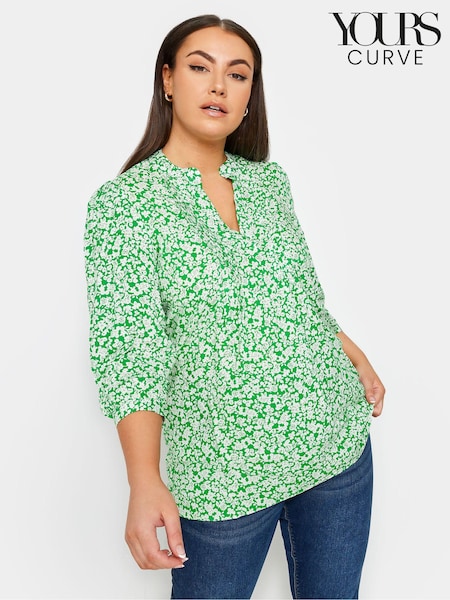 Yours Curve Green Pintuck Half Placket Blouse (170693) | €32