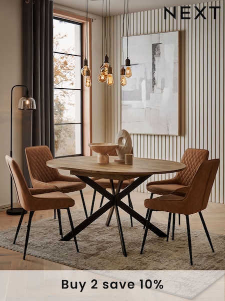 Dark Bronx Oak Effect Round 4 to 6 Seater Extending Dining Table (170764) | €580