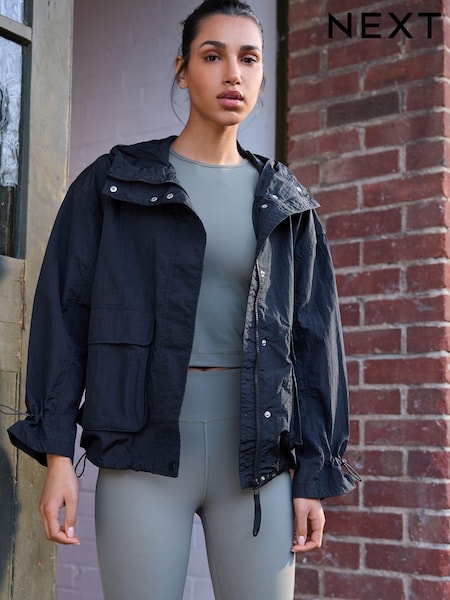 Black Packable Rain Hooded Shower Resistant Jacket (170847) | €24
