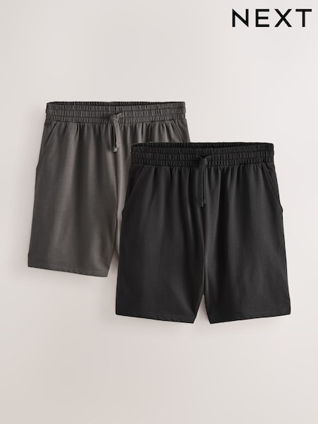 Dark Grey/Black Lightweight 100% Cotton Joggers Shorts 2 Pack (170898) | $47