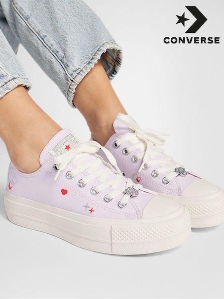 Converse Purple Heart Embroidered Ox Lift Trainers (170921) | AED222