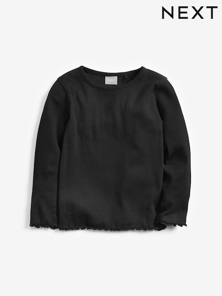 Black T-Shirt Cotton Rich Long Sleeve Rib T-Shirt (3mths-7yrs) (171035) | $7 - $10