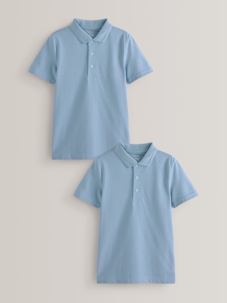 Azul - Cotton School Short Sleeve 100% Cotton Polo Shirts 2 Pack (3-16yrs) (171309) | 8 € - 17 €