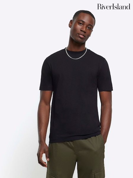 River Island Black Slim Fit 100% Cotton T-Shirt (171360) | €13