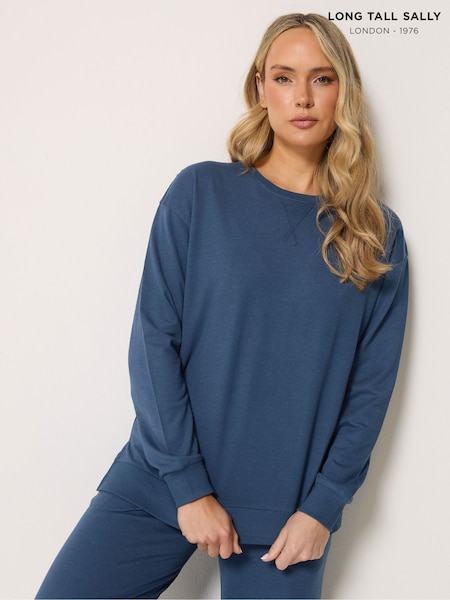 Blue - Long Tall Sally Premium Modal Cotton Crew Neck Sweat Top