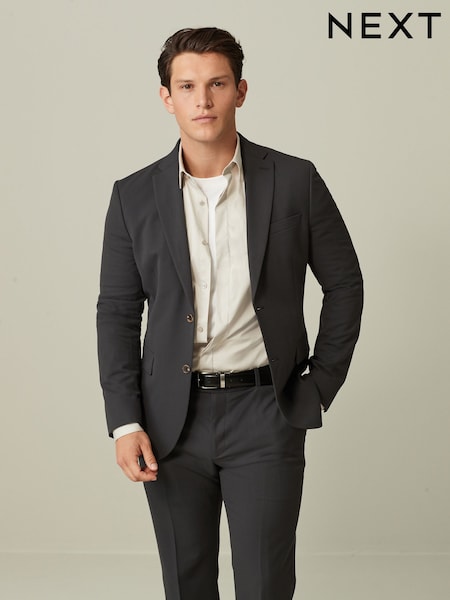 Charcoal Grey Slim Fit Motionflex Stretch Suit: Jacket (171881) | AED138
