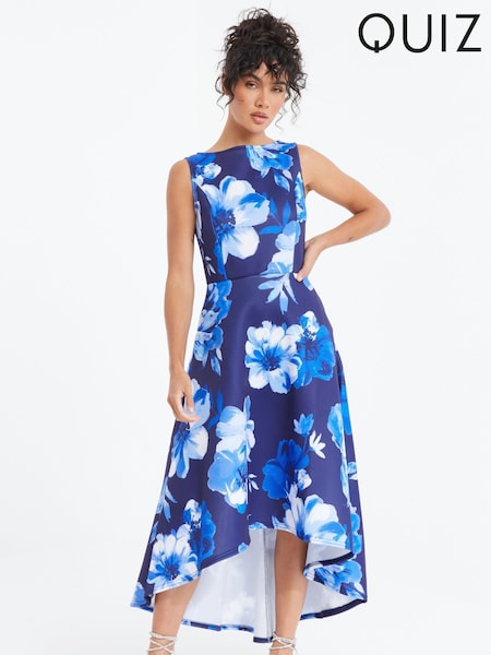 Quiz Floral High Neck Dip Hem Dress (172061) | ‏175 ر.س.‏