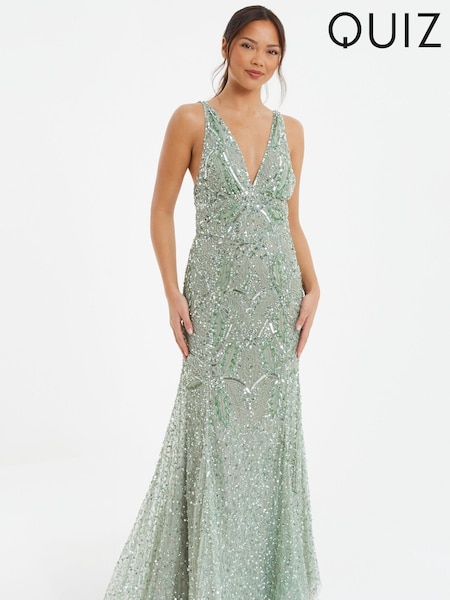 Quiz Green Sequin Strappy Maxi Dress (172068) | €89