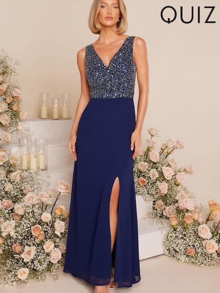 Quiz Chiffon Maxi Dress With Sequin Bodice And Slit (172089) | ‏357 ر.س.‏
