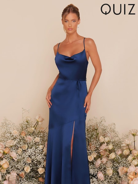 Quiz Satin Bridesmaid Maxi Dress With Tie Waist And Slit (172092) | ‏223 ر.س.‏