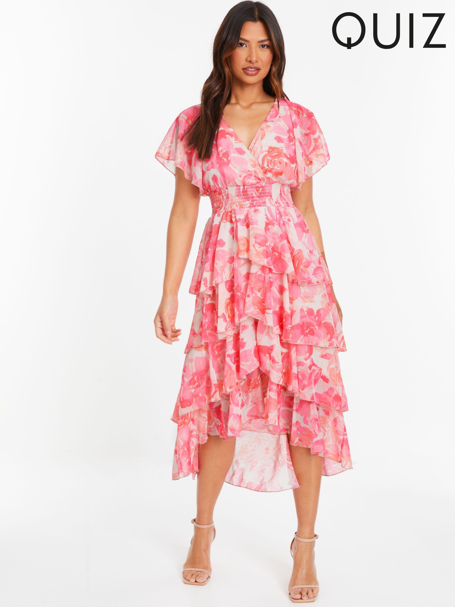 Quiz pink wrap dress cheap