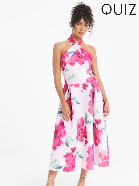 Quiz Pink Floral Halter Neck Skater Dress (172174) | €37
