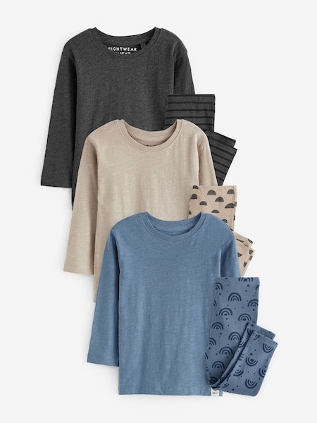 Mornariška modra/siva/oglja - Ribbed Leg Pyjamas 3 Pack (9mths-8yrs) (172285) | € 23 - € 29