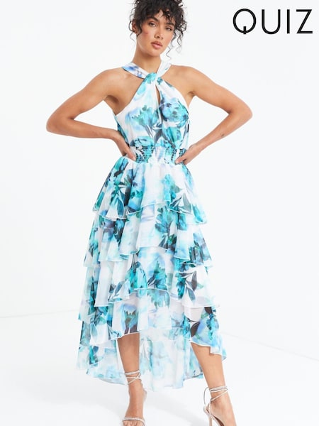 Quiz Blue Floral Halter Neck Midi Dress (172302) | €50