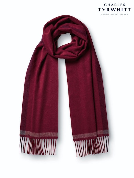 Red - Regular Charles Tyrwhitt Herringbone Cashmere Scarf