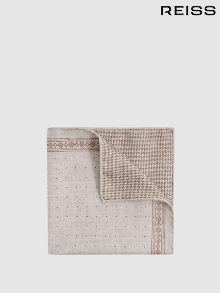 Reiss Oatmeal Melange Cataldo Silk Reversible Pocket Square (172732) | PKR 19,810