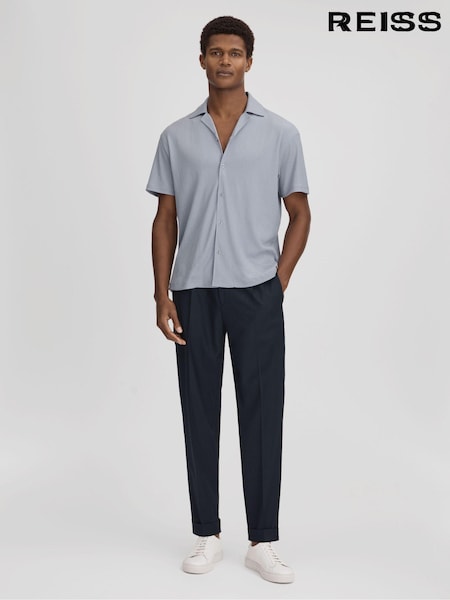 Reiss Porcelain Blue Hunt Textured Crepe Cuban Collar Shirt (172797) | €99