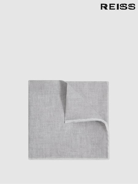 Reiss Soft Ice Siracusa Linen Contrast Trim Pocket Square (172856) | €58