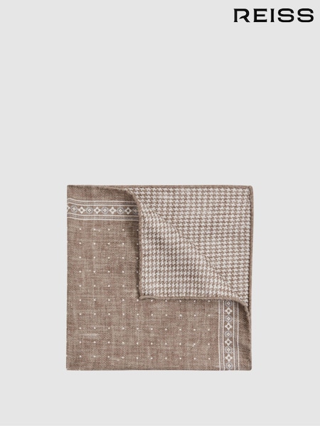 Reiss Brown Melange Cataldo Silk Reversible Pocket Square (172929) | €58