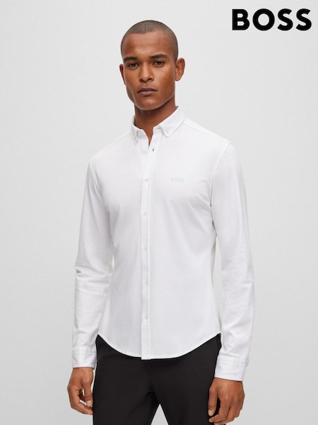 BOSS White Biado Button Down Collar Long Sleeve Shirt (173138) | €76