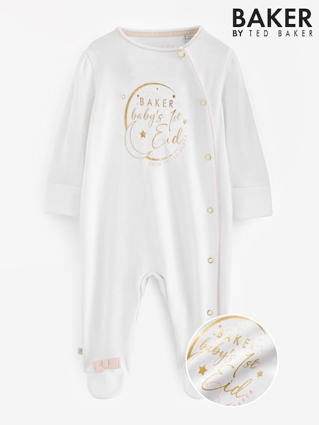 Baker by Ted Baker Babys First Eid 100% Cotton White Sleepsuit (173195) | 14 €