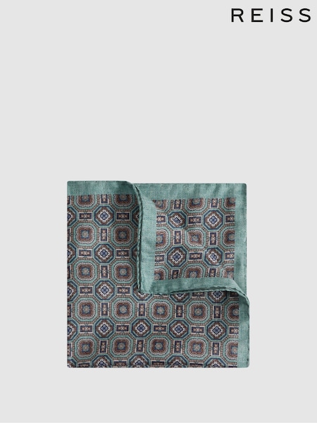 Reiss Sage Rocco Silk Medallion Print Pocket Square (173202) | €18