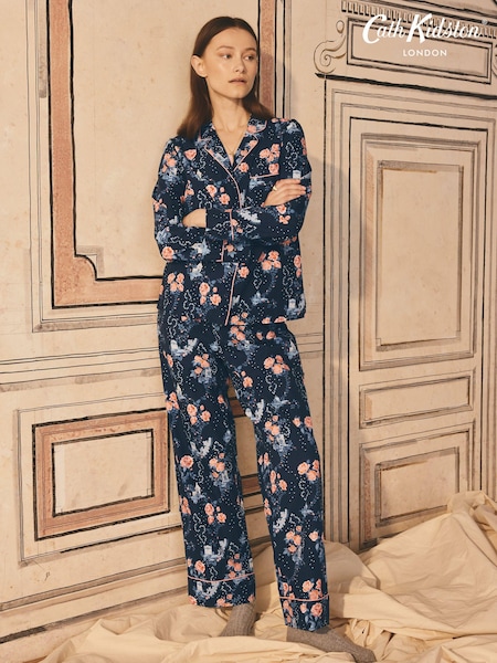Bleumarin - Cath Kidston 100% Cotton Poplin Cu nasturi Pijama (173236) | 259 LEI