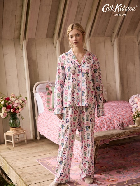 Imprimeu rozetă violet liliac - Cath Kidston 100% Cotton Poplin Cu nasturi Pijama (173248) | 259 LEI