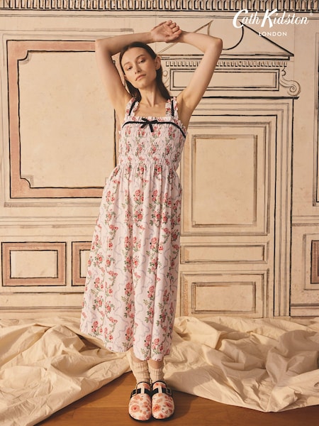 Cath Kidston Pink Floral 100% Cotton Poplin Slip Dress (173296) | AED151