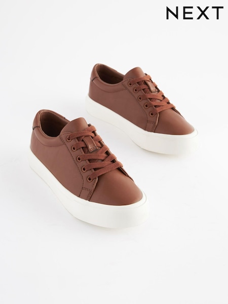 Tan Brown Lace Up Smart Trainers (173575) | €28 - €41